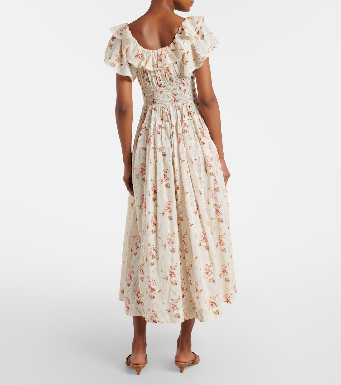 Robe midi Illiana en coton à motif floral | Dôen