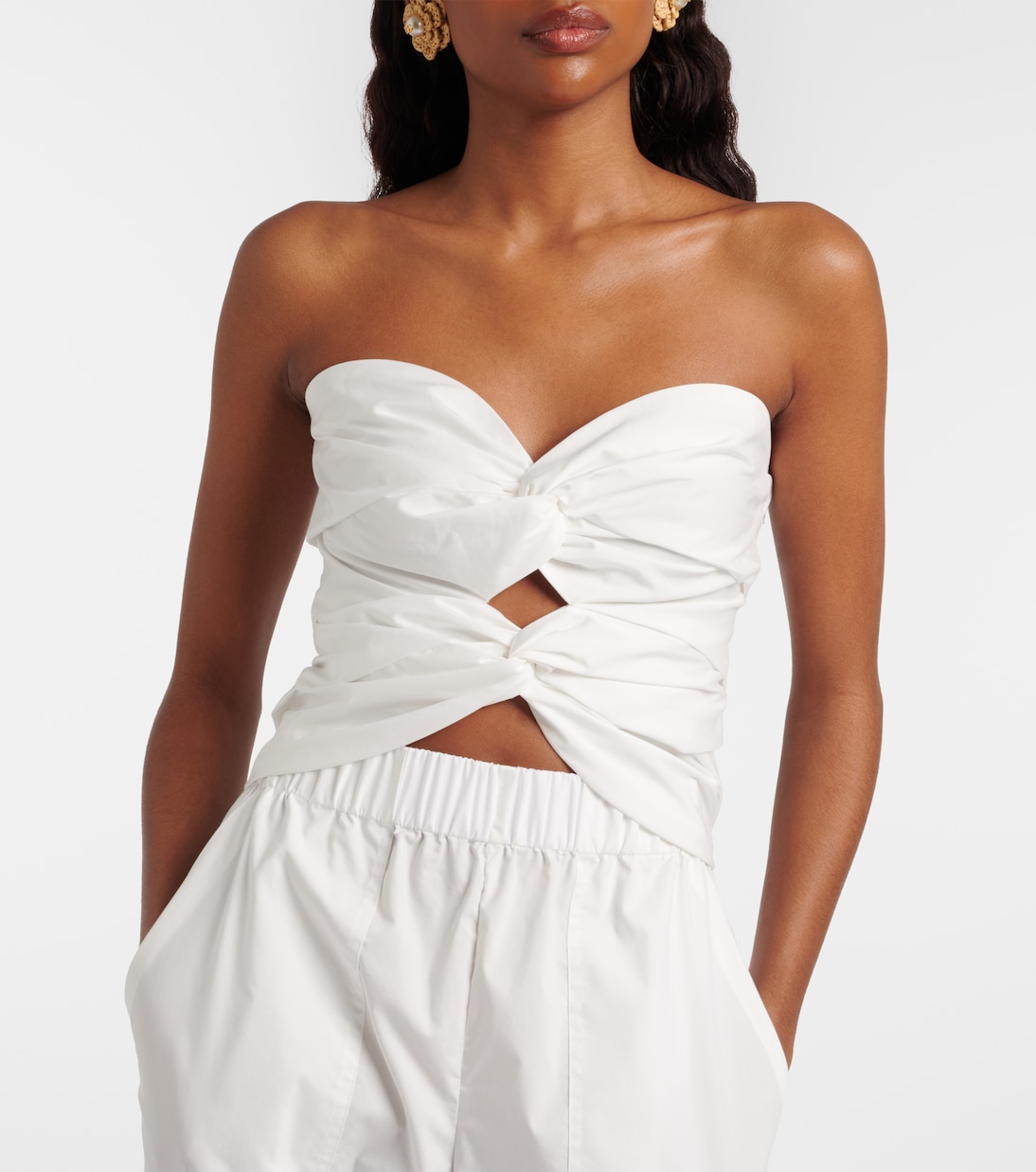 Cornelia cutout ruched cotton-blend top | Simkhai