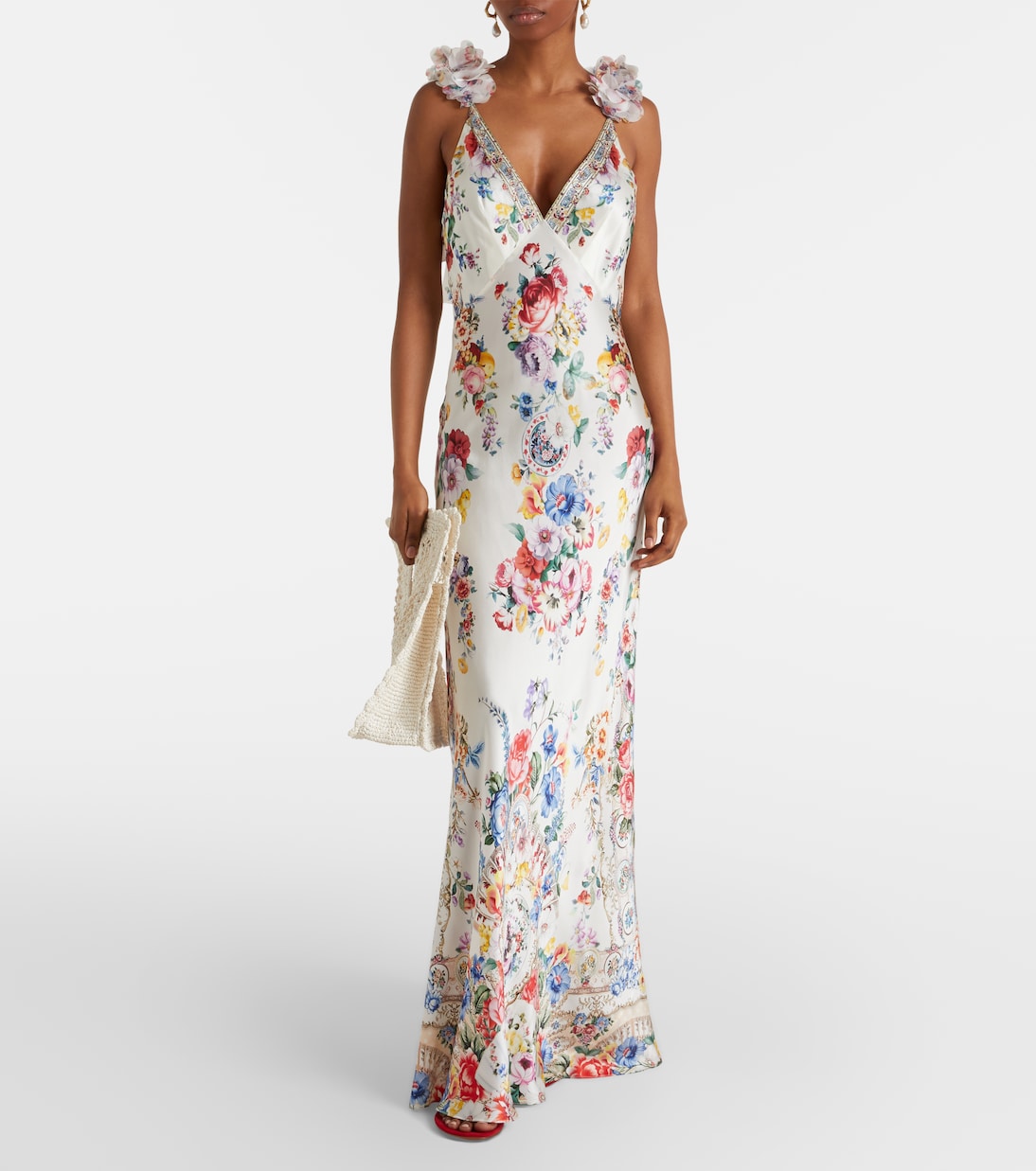 Embellished floral silk slip dress | Camilla