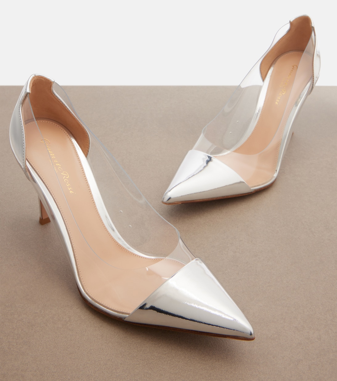 Pumps Plexi mit Metallic-Leder | Gianvito Rossi