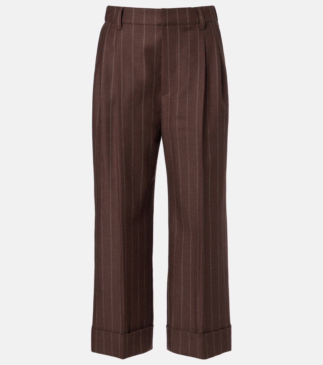 Chalk stripe wool cropped flared pants | Brunello Cucinelli
