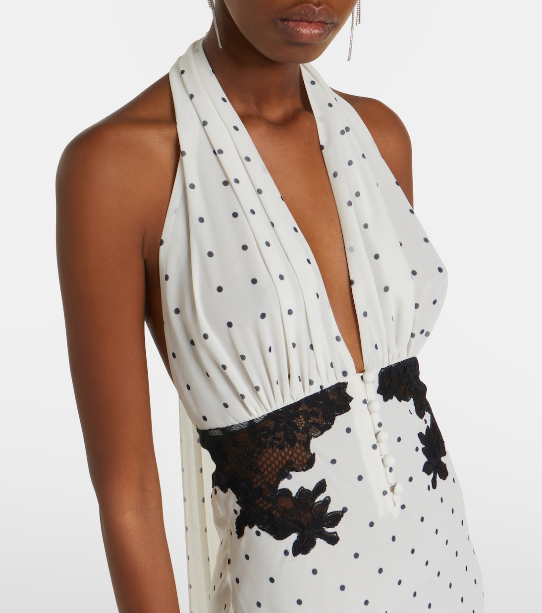 Lace-trimmed polka-dot maxi dress | Self-Portrait