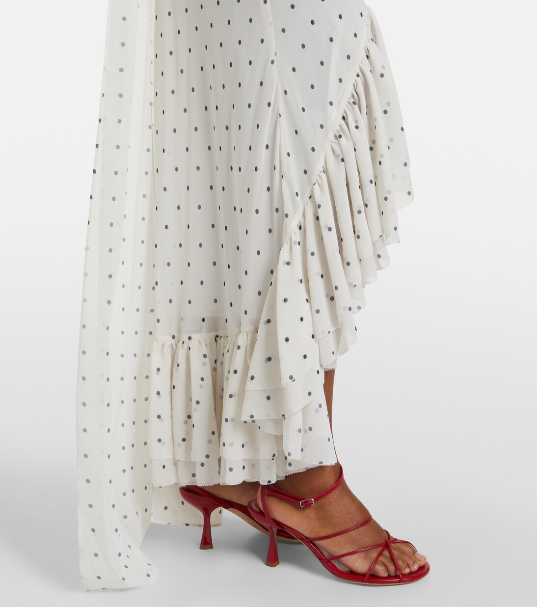Lace-trimmed polka-dot maxi dress | Self-Portrait