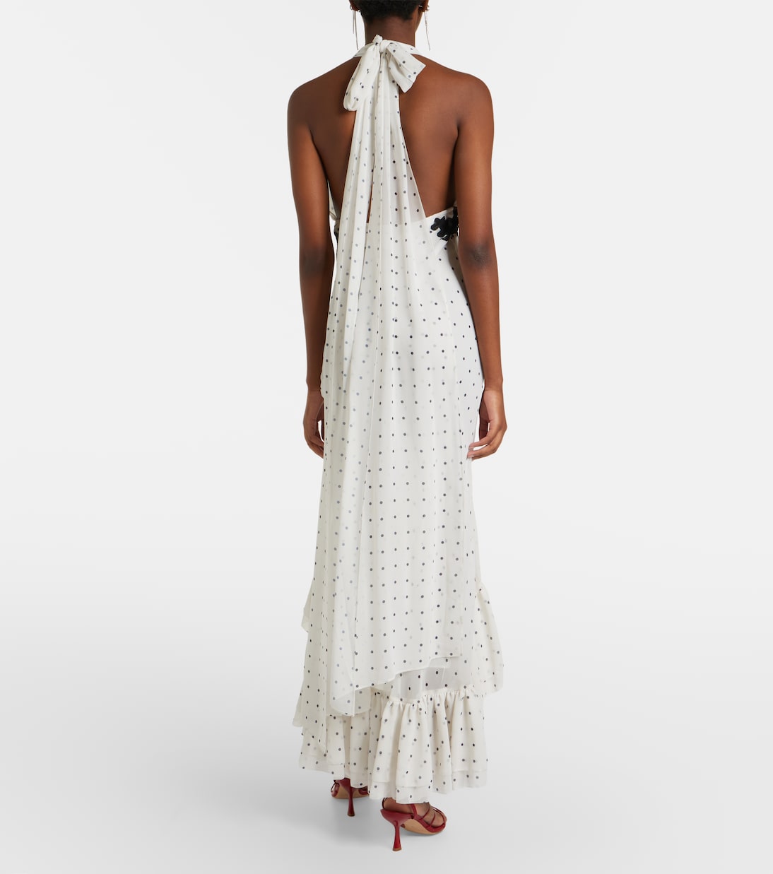 Lace-trimmed polka-dot maxi dress | Self-Portrait