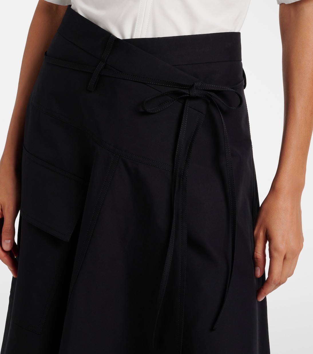 Jupe midi asymétrique en coton | Bottega Veneta