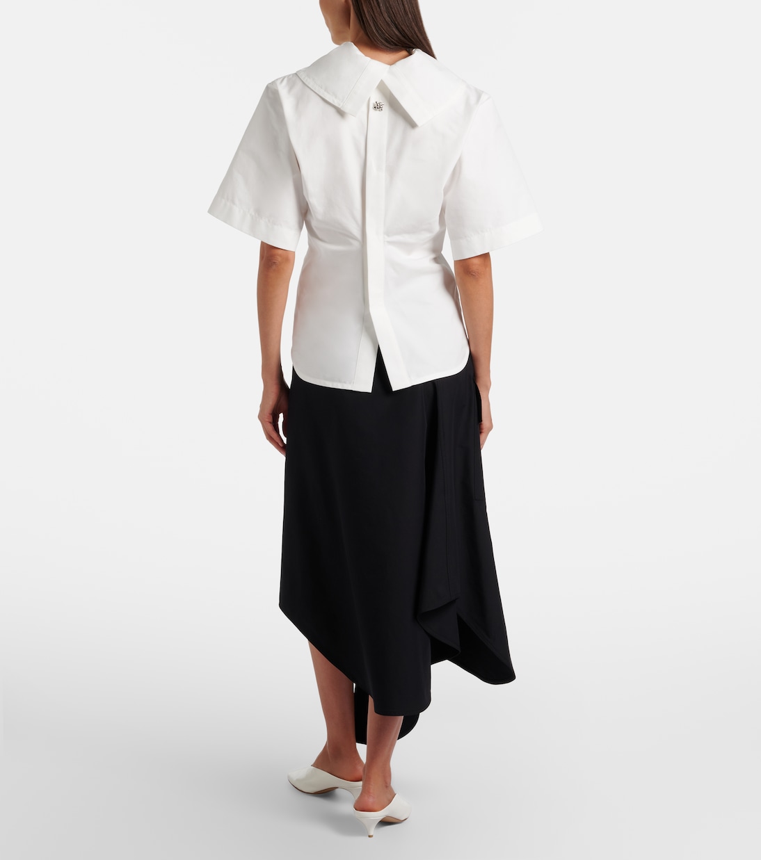 Jupe midi asymétrique en coton | Bottega Veneta