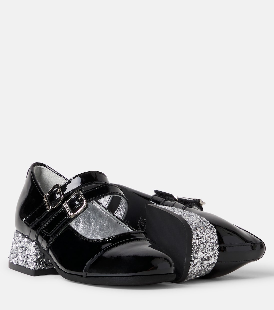 Ballerines Mary Jane en cuir verni à paillettes | Monnalisa