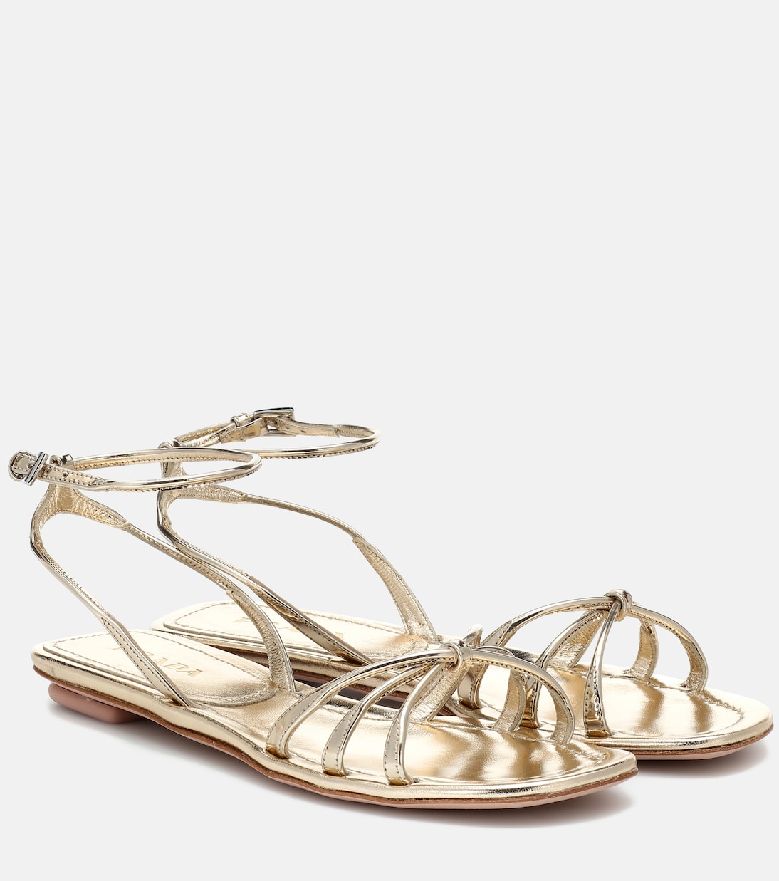 Metallic leather sandals | Prada