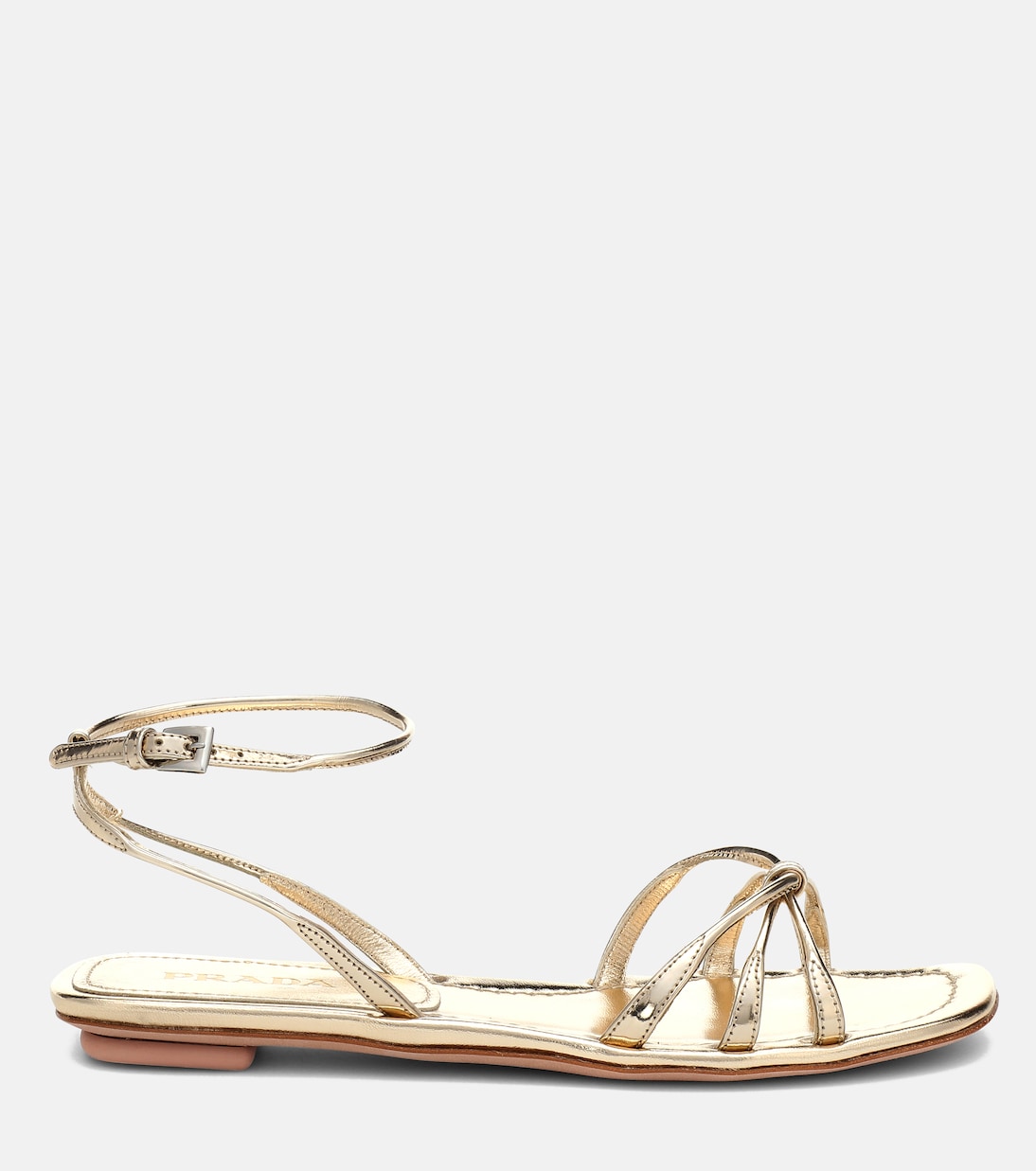 Metallic leather sandals | Prada