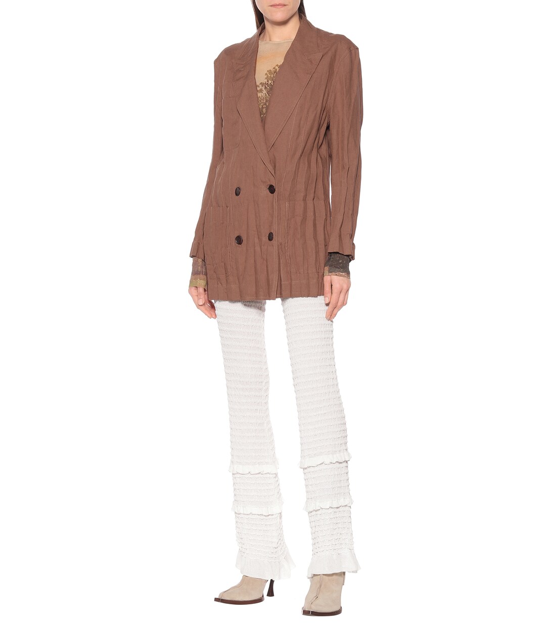 Pantalon évasé à taille haute en coton mélangé | Acne Studios