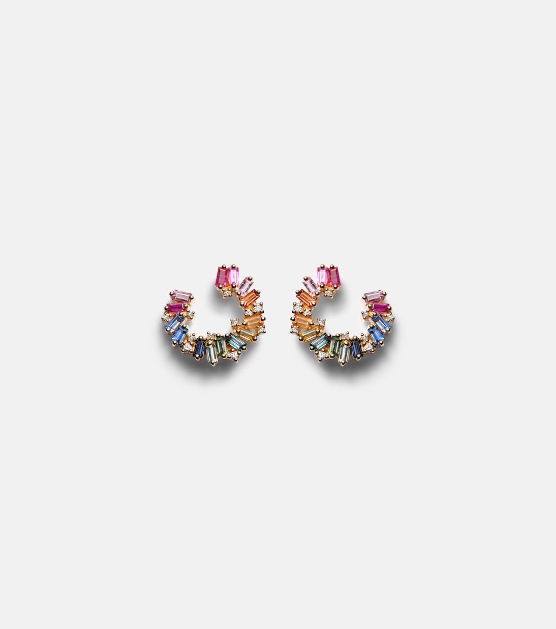 Boucles d'oreilles Rainbow en or 18 ct, diamants et saphirs | Suzanne Kalan