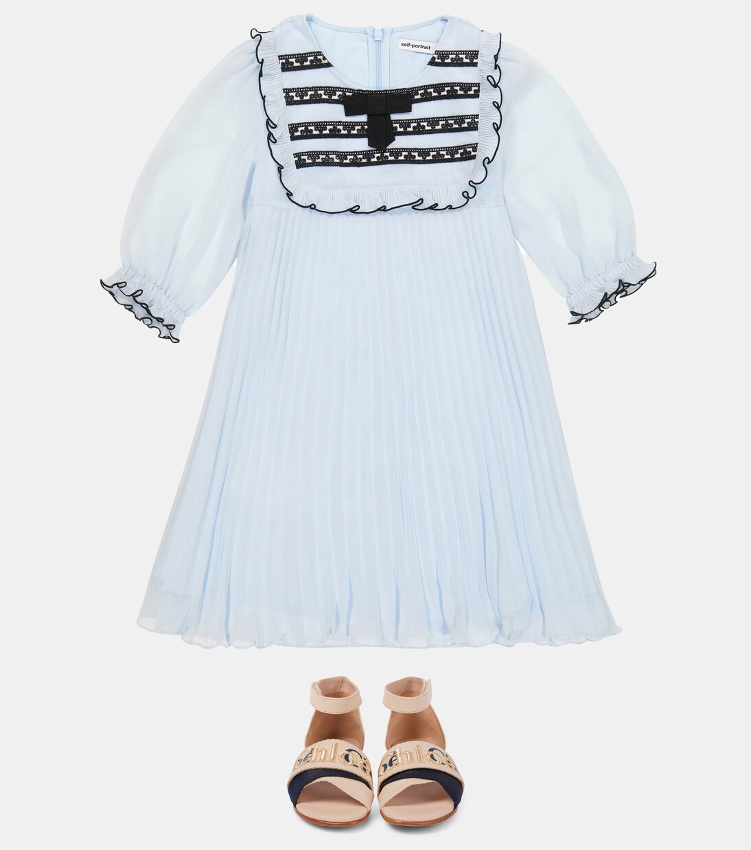 Pleated chiffon dress | Self-Portrait Kids