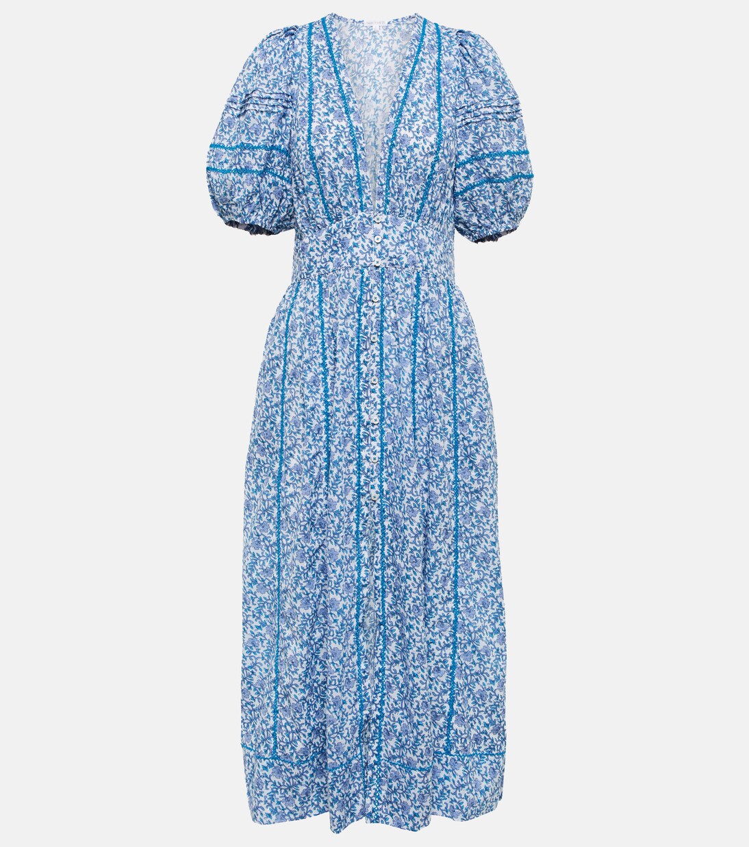 Robe midi Reine en coton à fleurs | Poupette St Barth