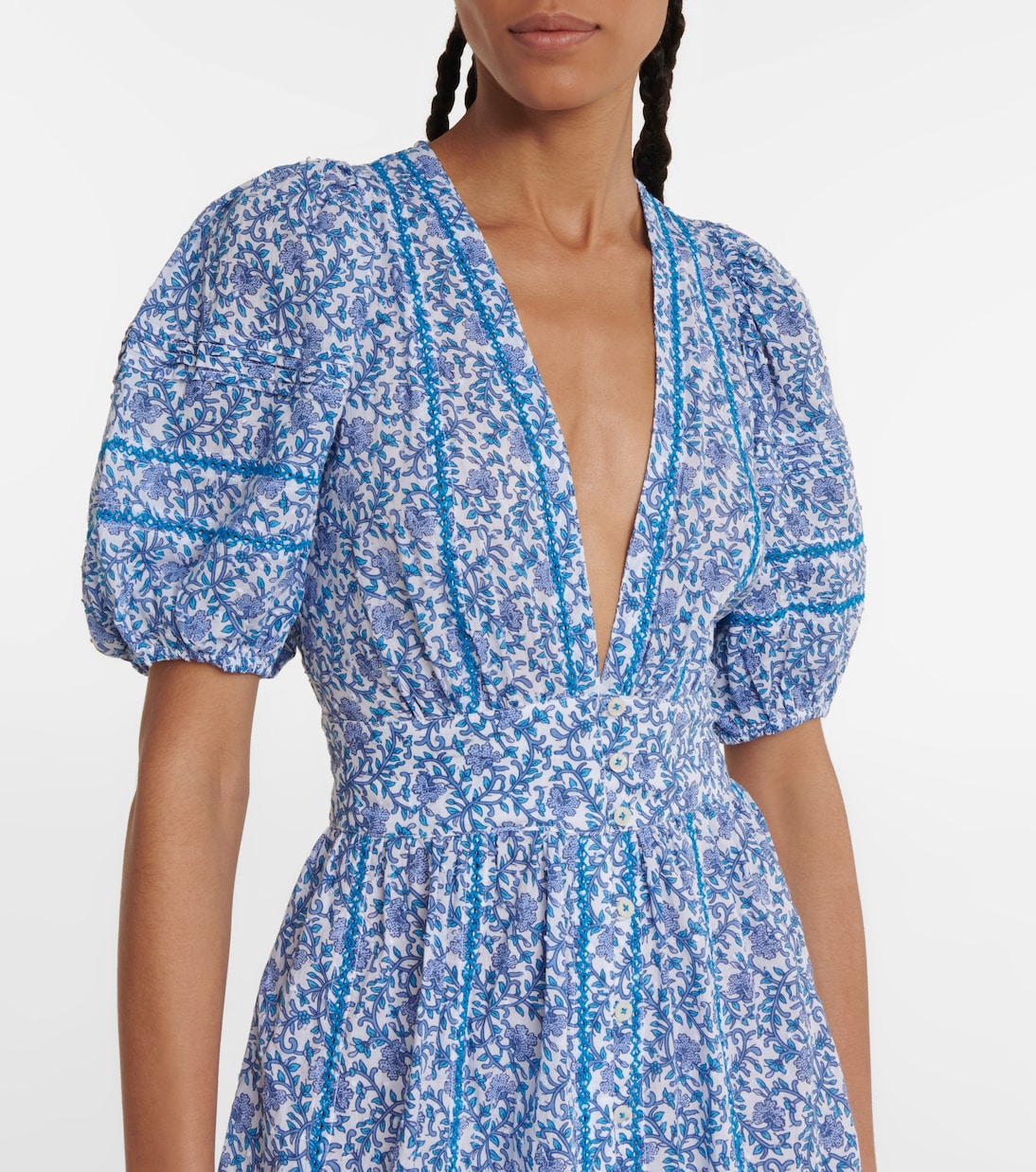 Robe midi Reine en coton à fleurs | Poupette St Barth