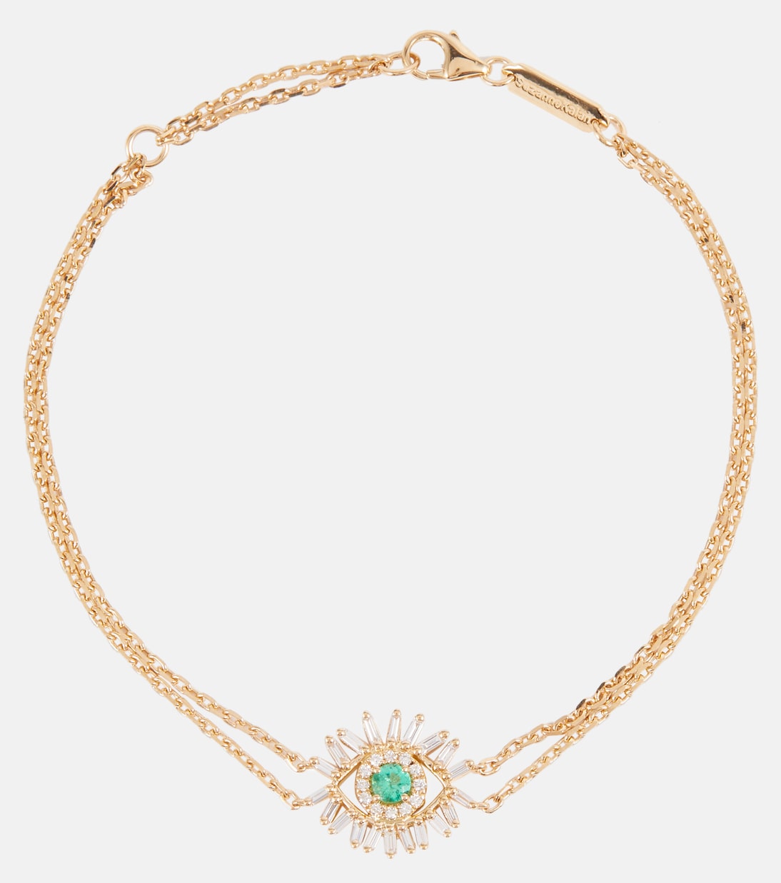 Evil Eye 18kt gold bracelet with diamonds and emeralds | Suzanne Kalan