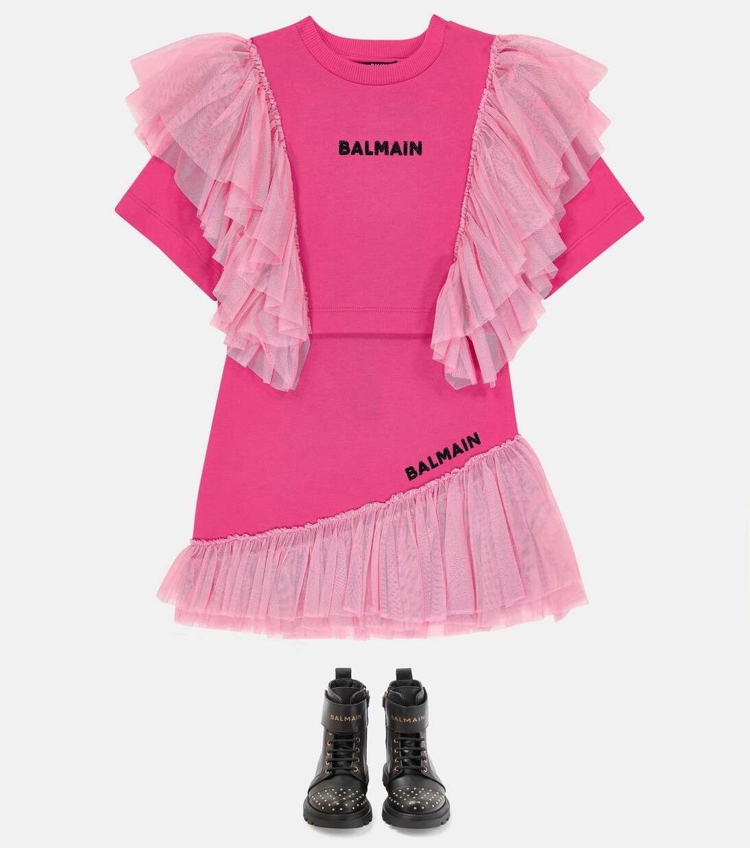 Logo cropped cotton T-shirt | Balmain Kids