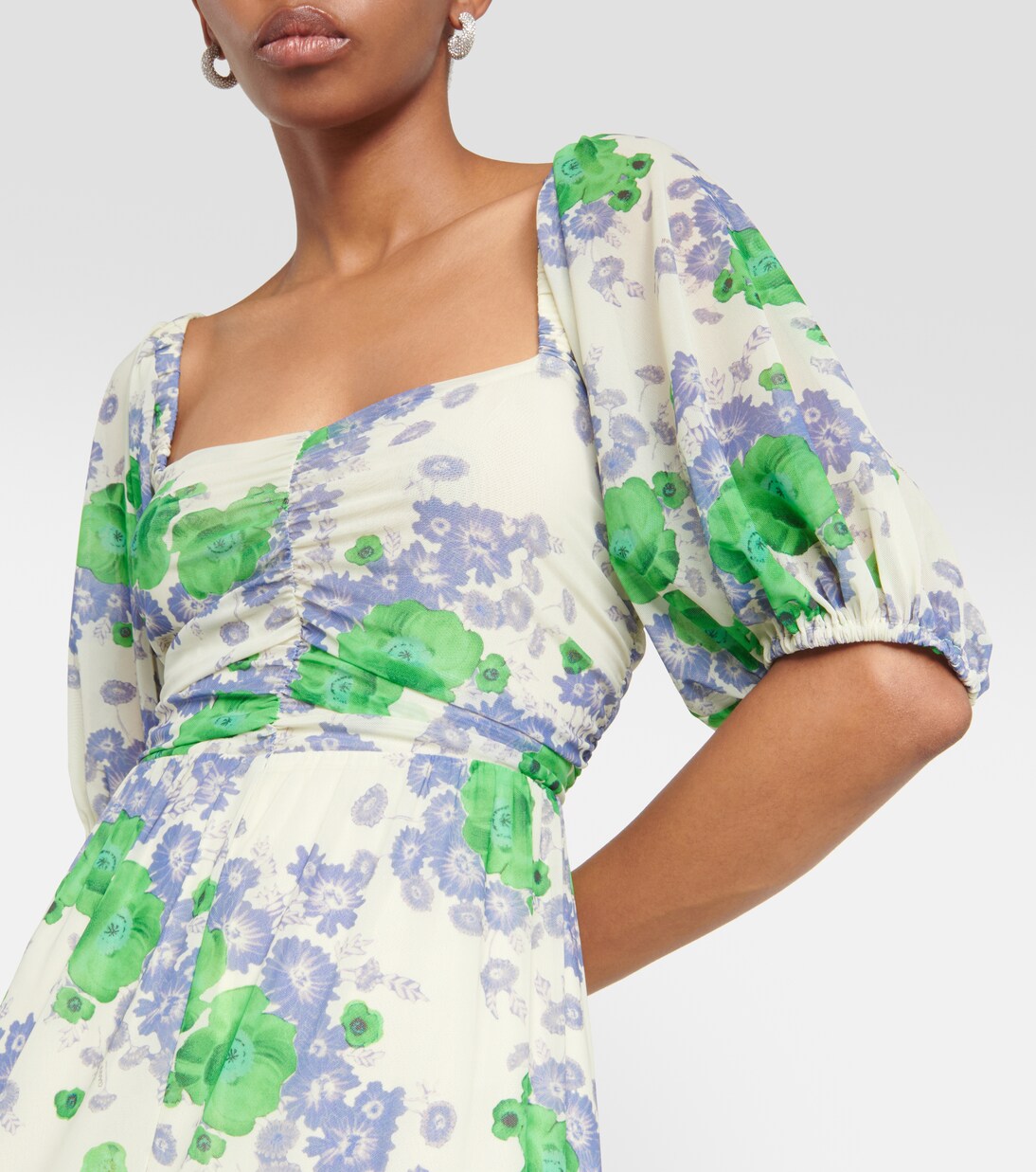 Bedrucktes Maxikleid aus Mesh | Ganni