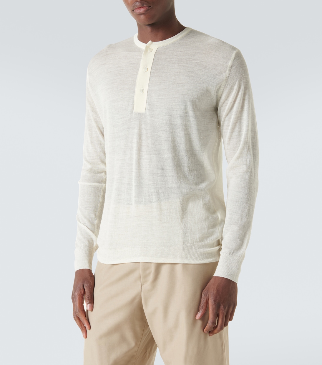 Camiseta Henley de lana y seda | Auralee