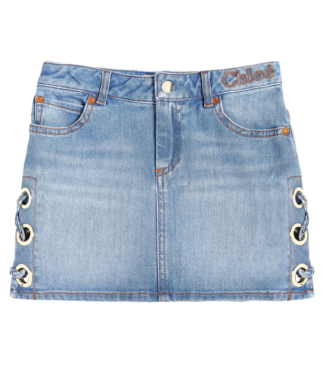 Lace-detail denim skirt | Chloé Kids