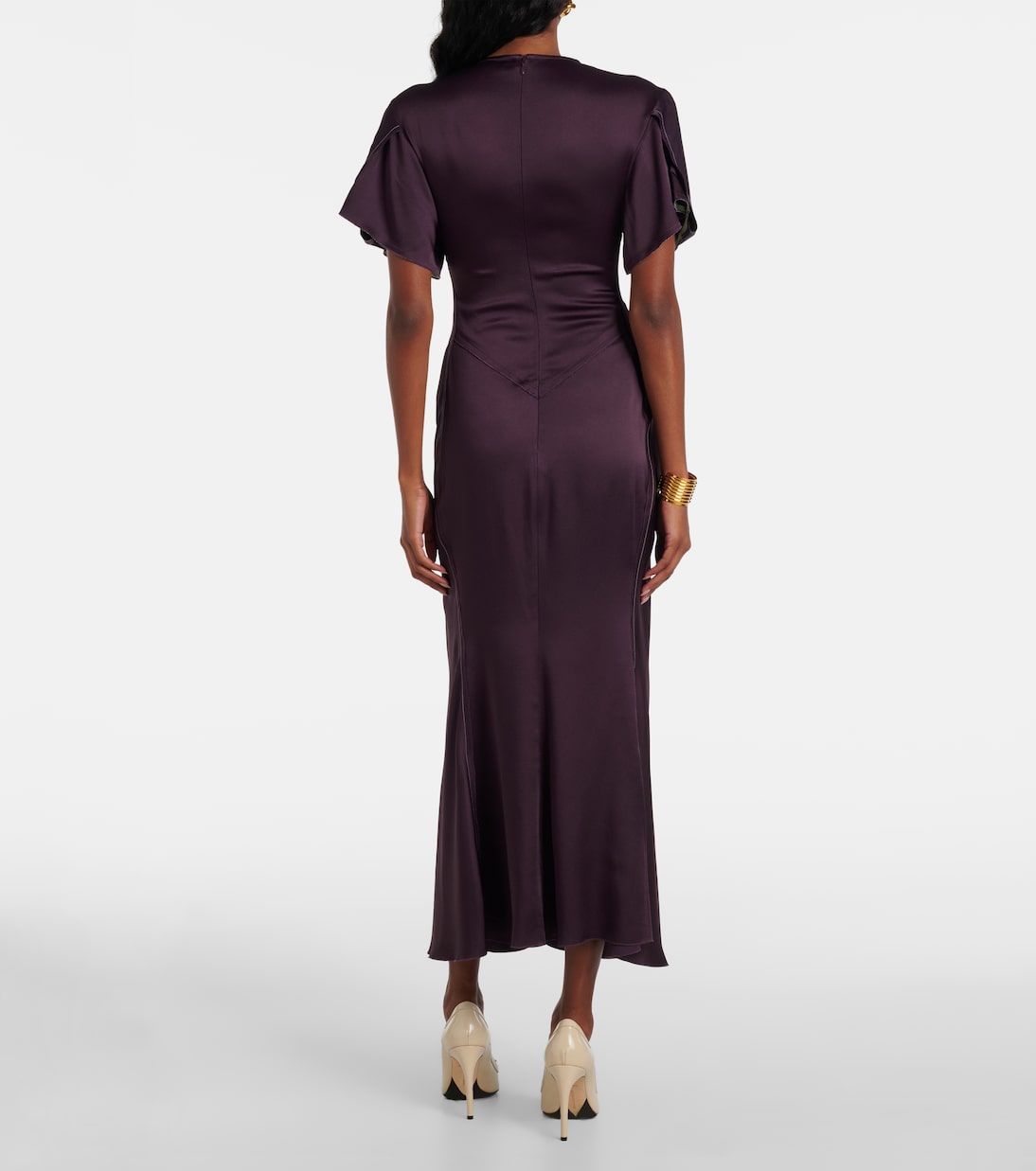 Gathered satin maxi dress | Victoria Beckham