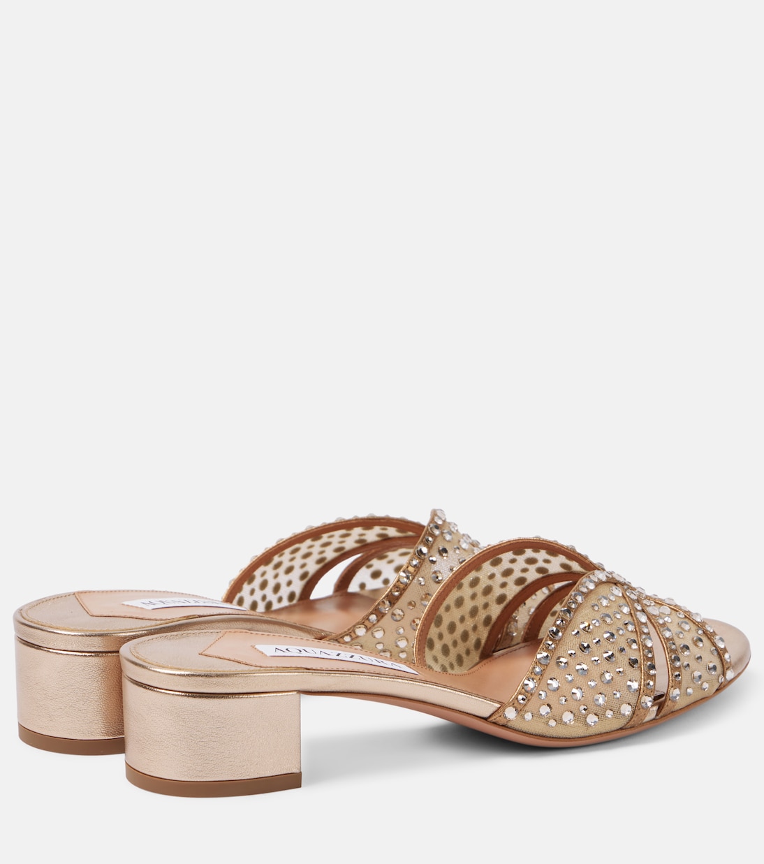 Crystal Love 35 embellished tulle mules | Aquazzura