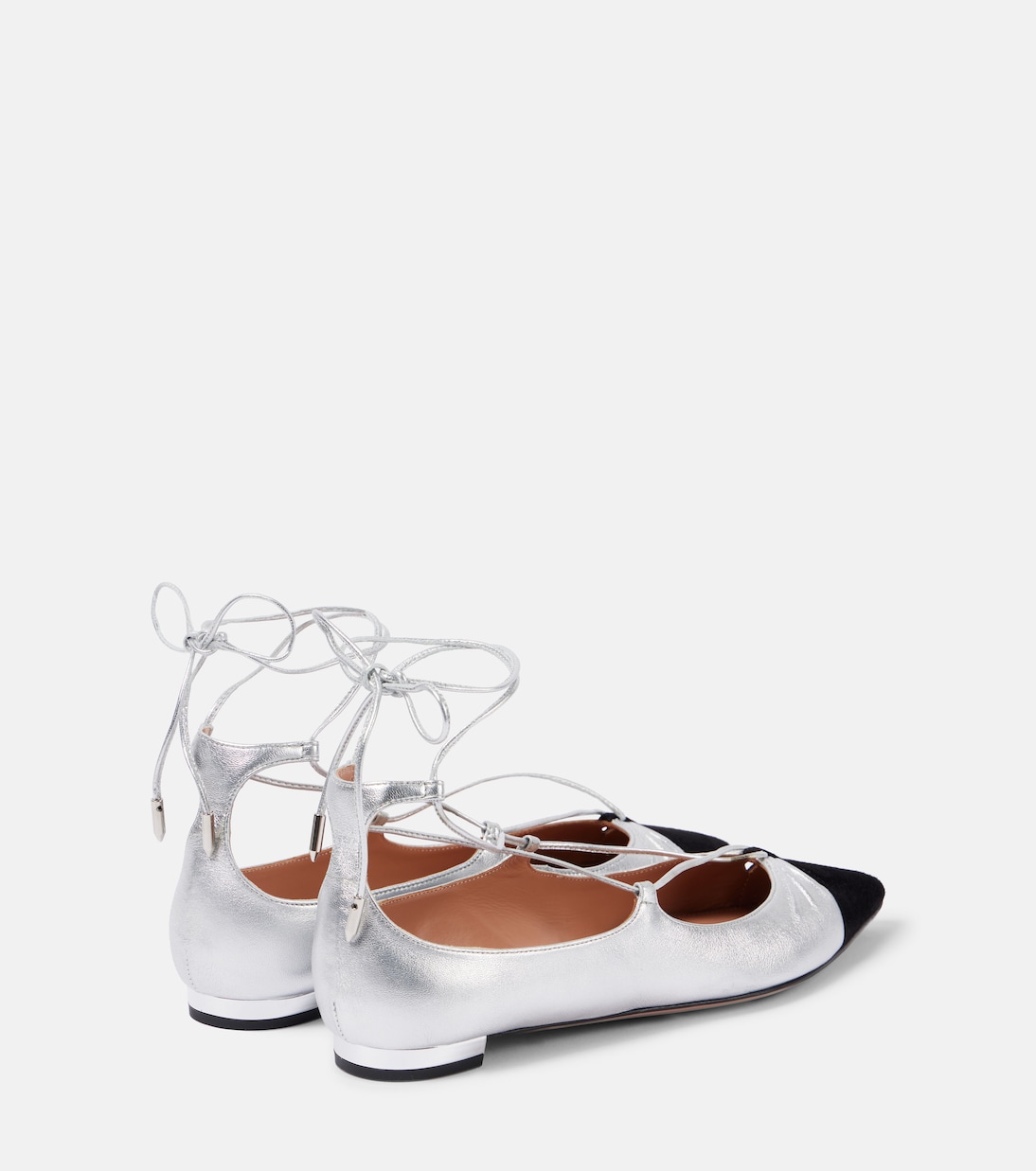Gabi suede-trimmed metallic leather flats | Aquazzura