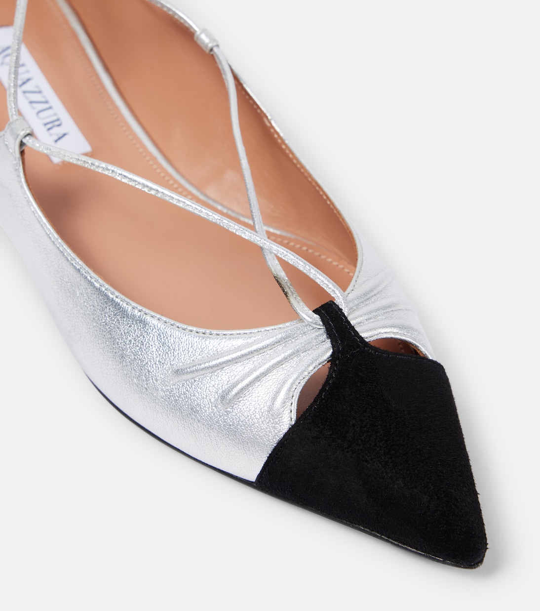 Gabi suede-trimmed metallic leather flats | Aquazzura