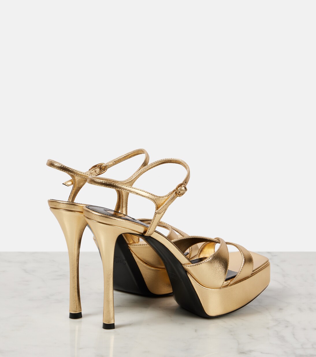 Plateausandalen Debbie 85 aus Metallic-Leder | Saint Laurent