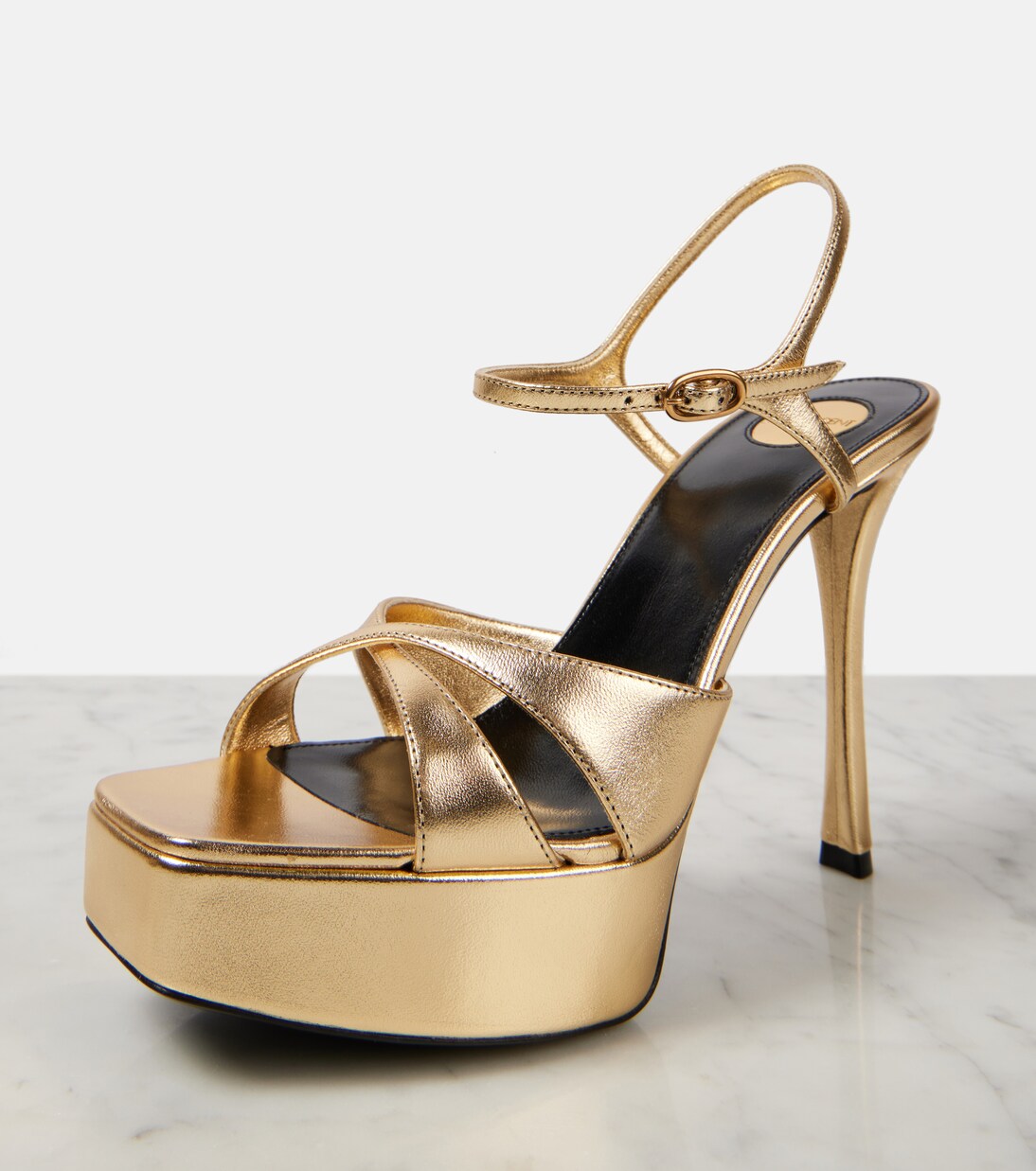 Plateausandalen Debbie 85 aus Metallic-Leder | Saint Laurent