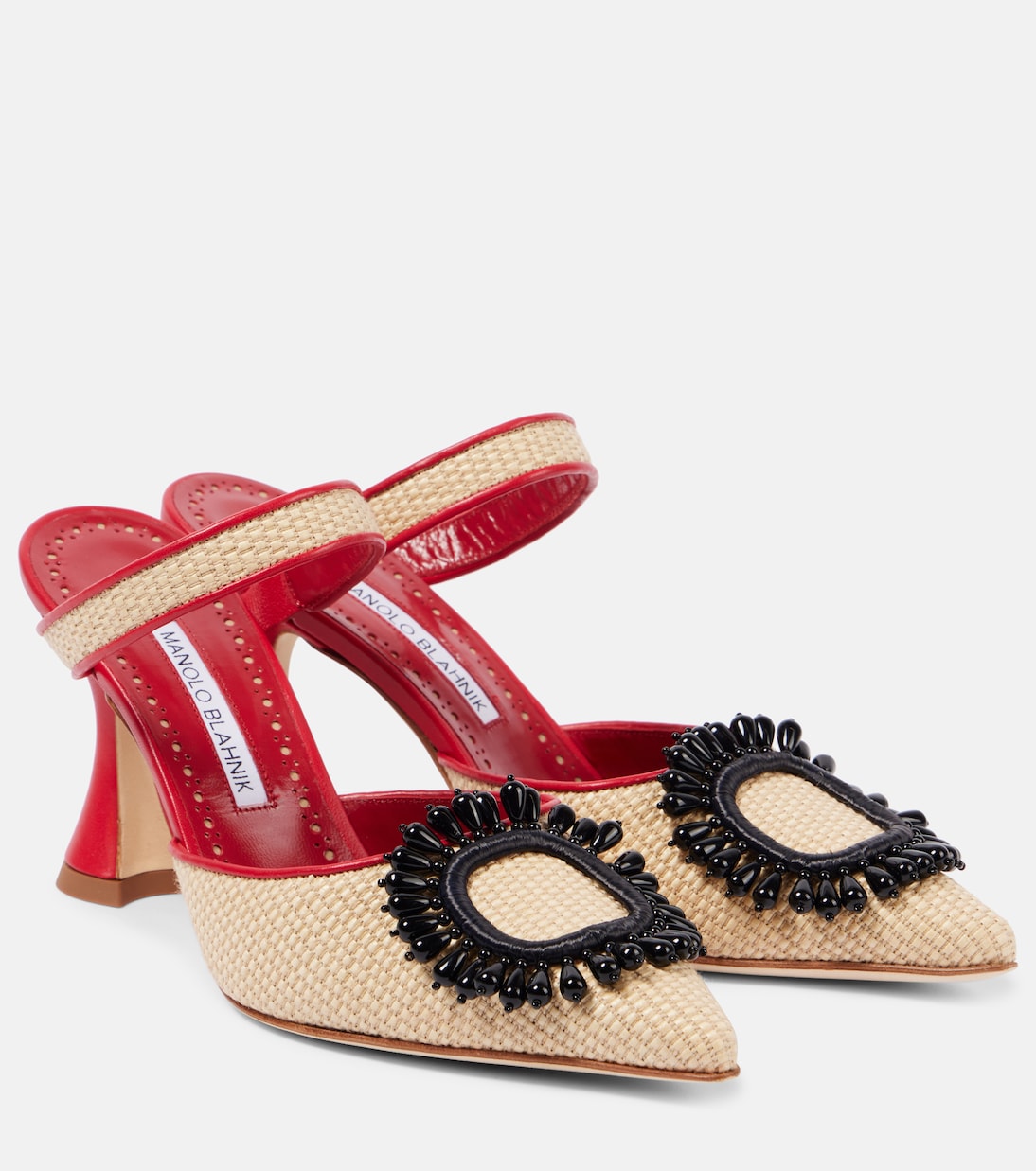 Atika 90 embellished raffia mules | Manolo Blahnik