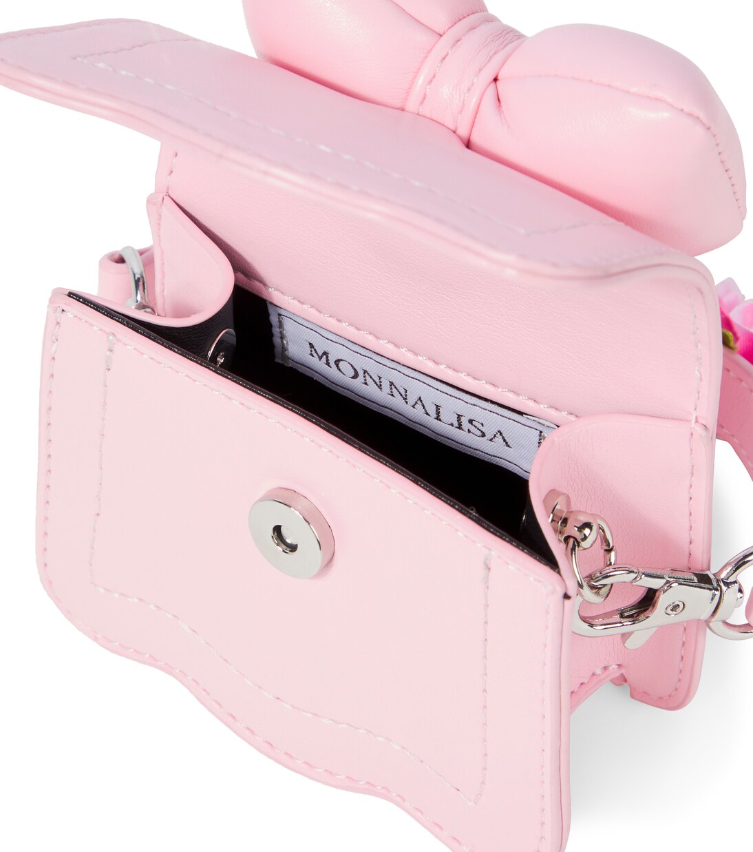 Bow-detail floral faux leather shoulder bag | Monnalisa