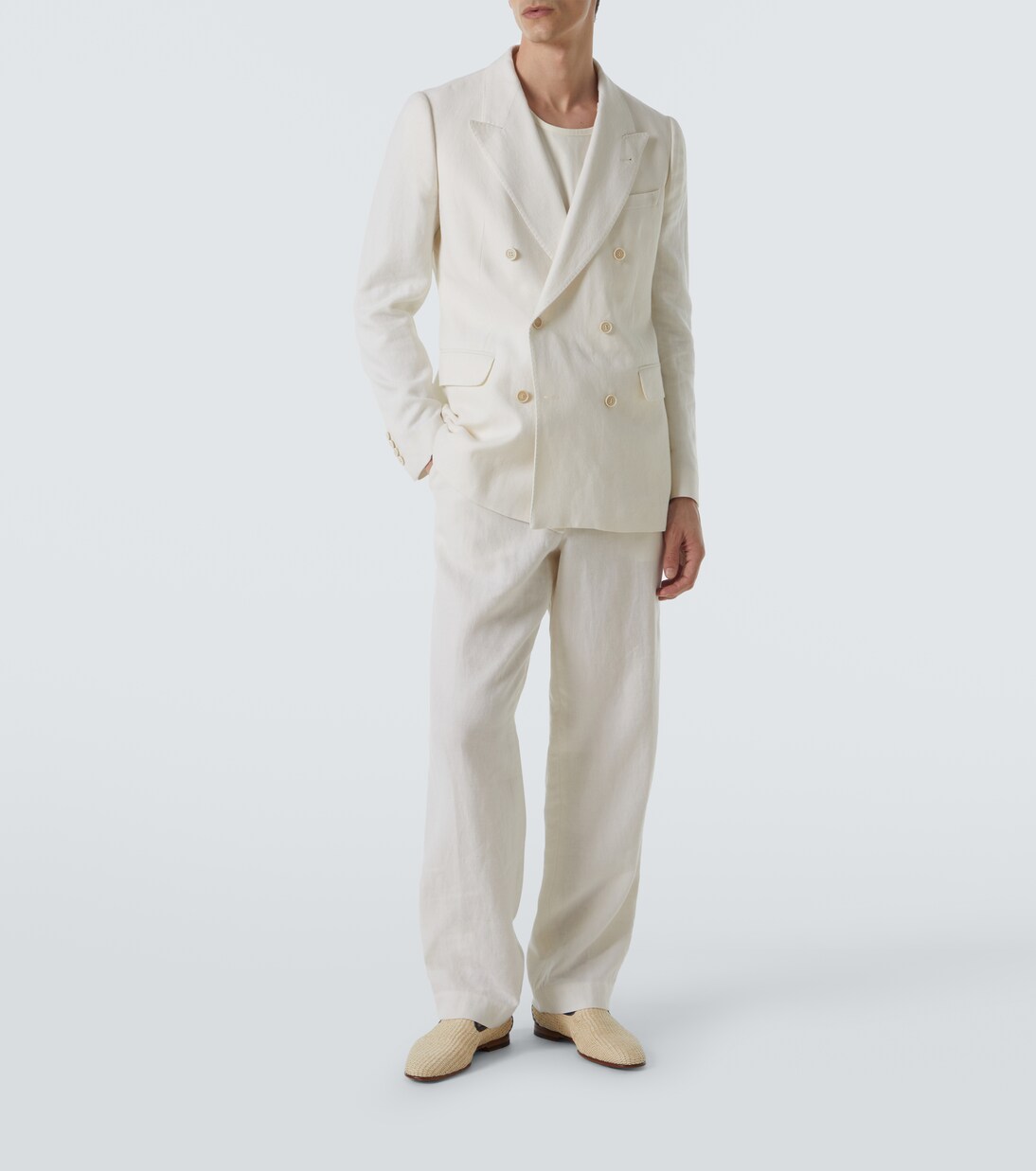 Mario leather-trimmed raffia-effect loafers | Manolo Blahnik