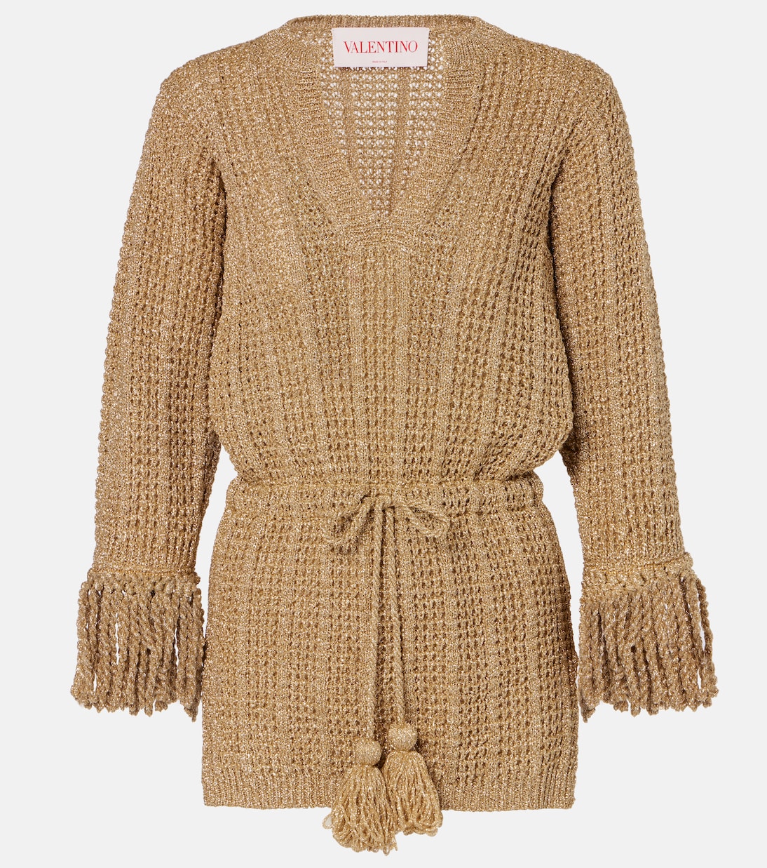 فستان قصير من اللاميه بحبكة مفتوحة | Valentino