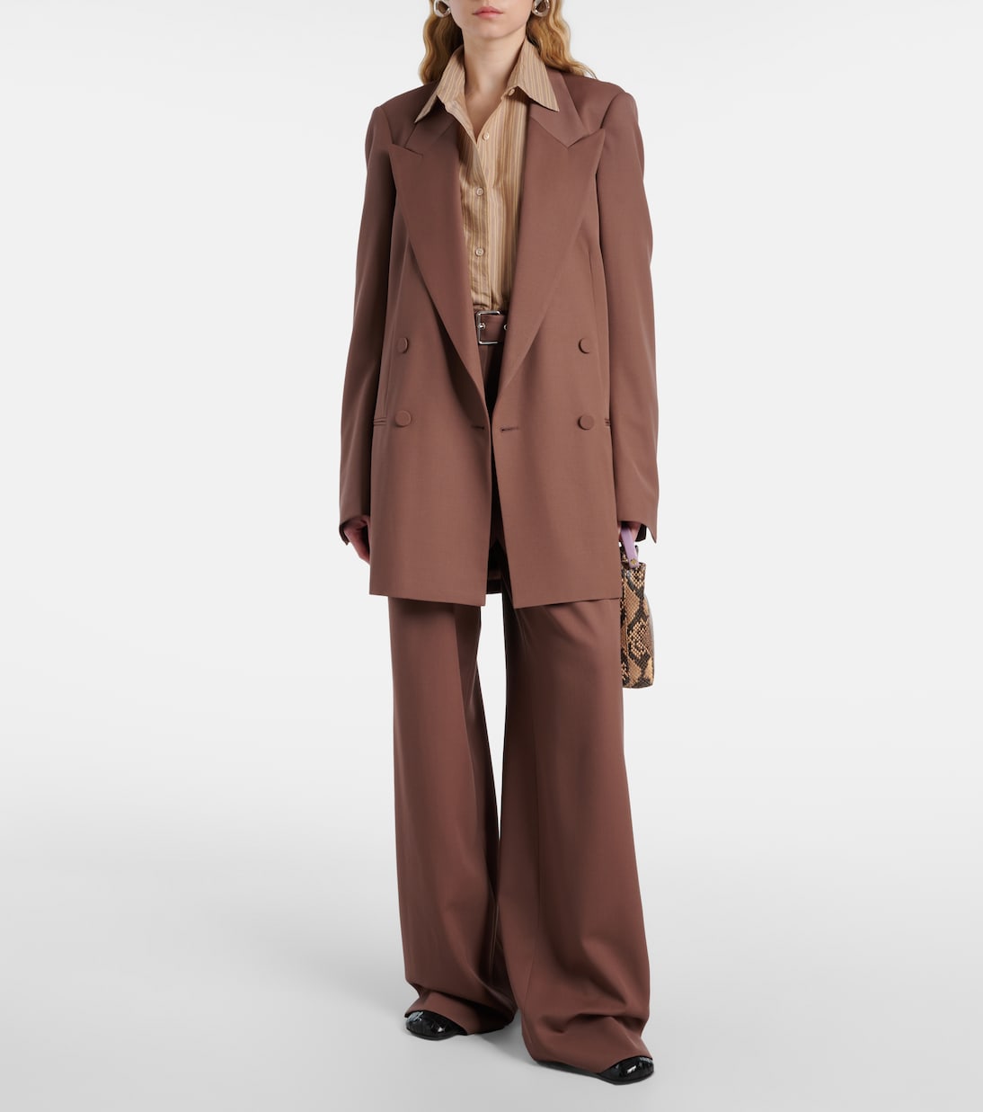 Belted wool gabardine wide-leg pants | Dries Van Noten