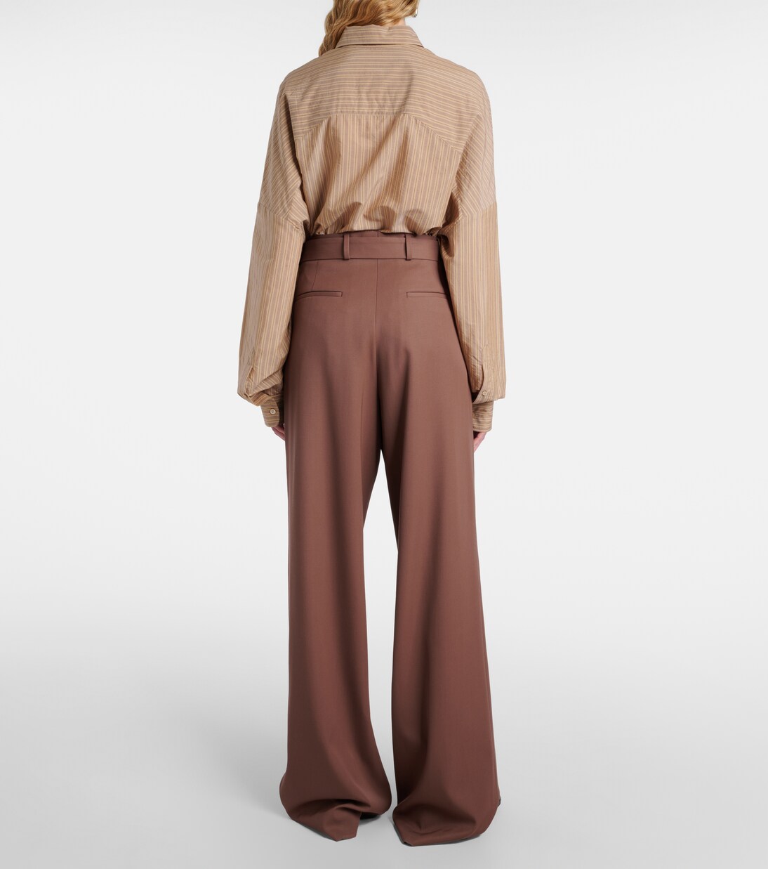Belted wool gabardine wide-leg pants | Dries Van Noten