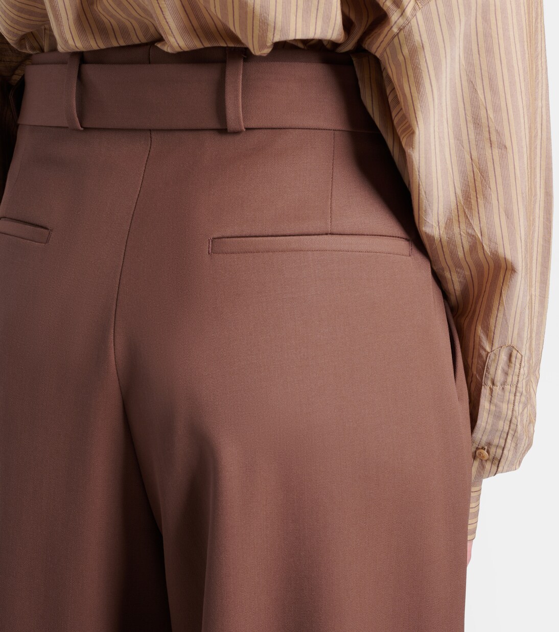 Belted wool gabardine wide-leg pants | Dries Van Noten