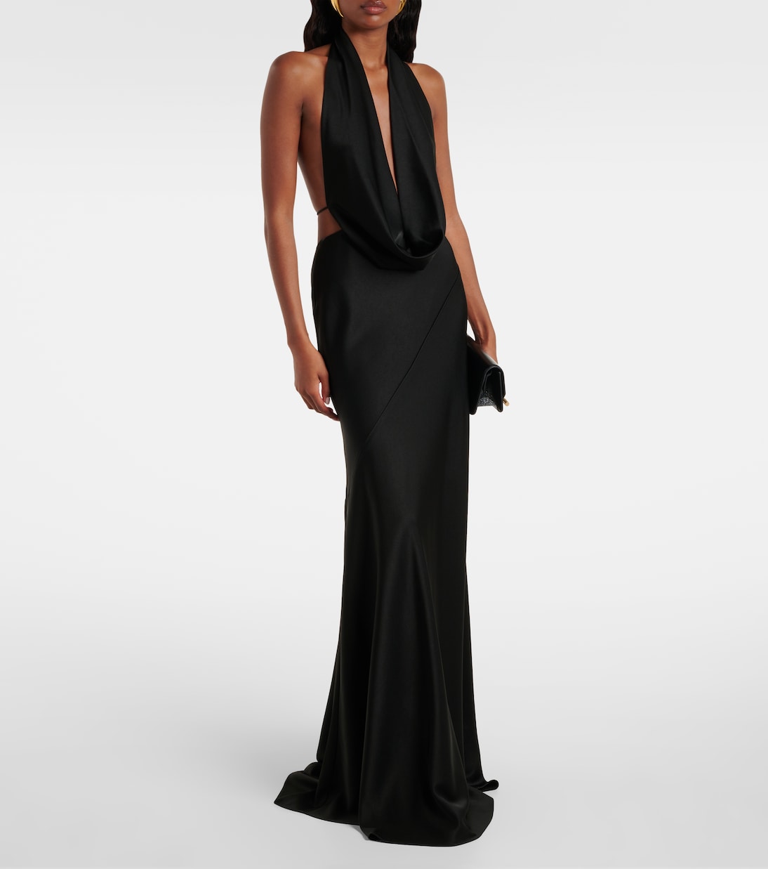 Halterneck open-back satin crêpe gown | Alex Perry