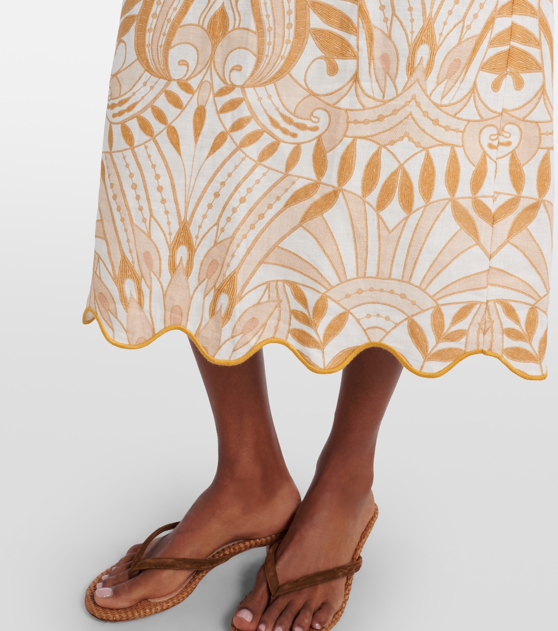 Bedruckter Midirock aus Leinen | Farm Rio