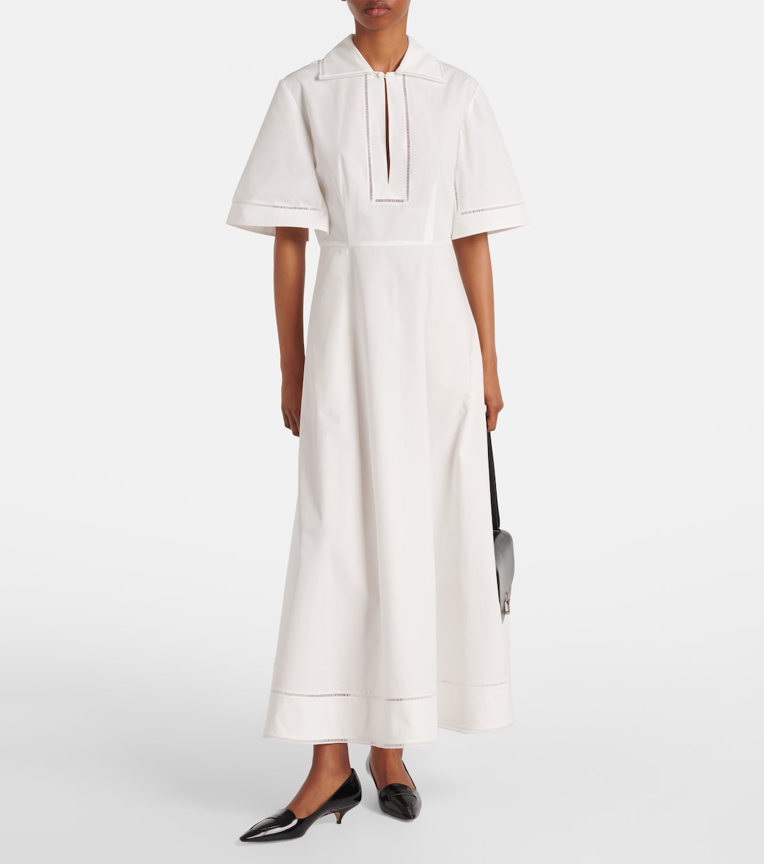 Robe midi brodée en coton | Róhe