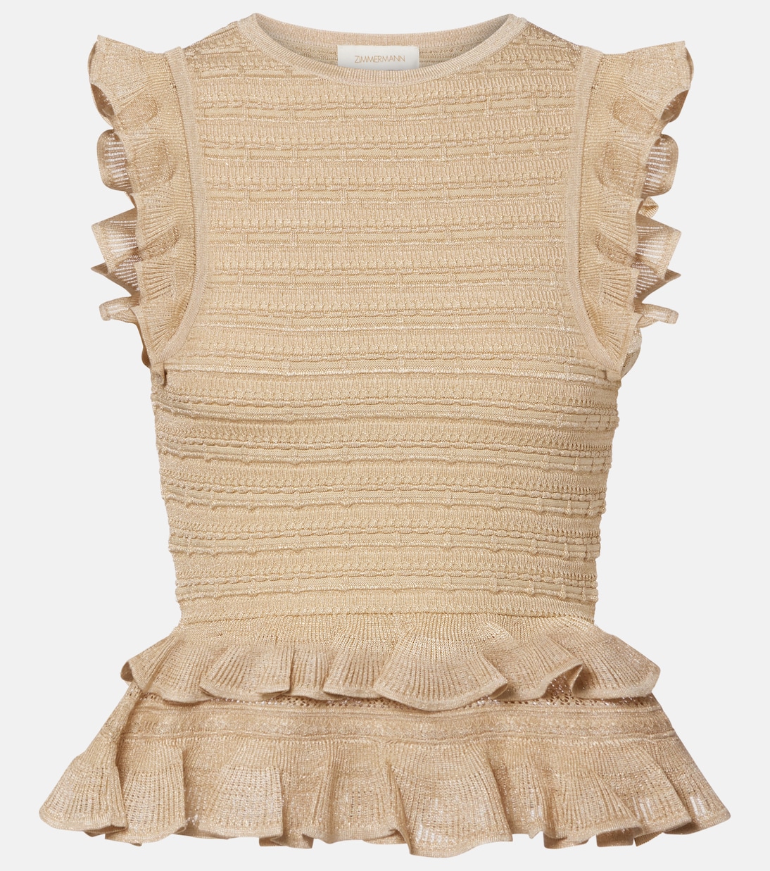 Hypnotic knitted ruffled lamé top | Zimmermann