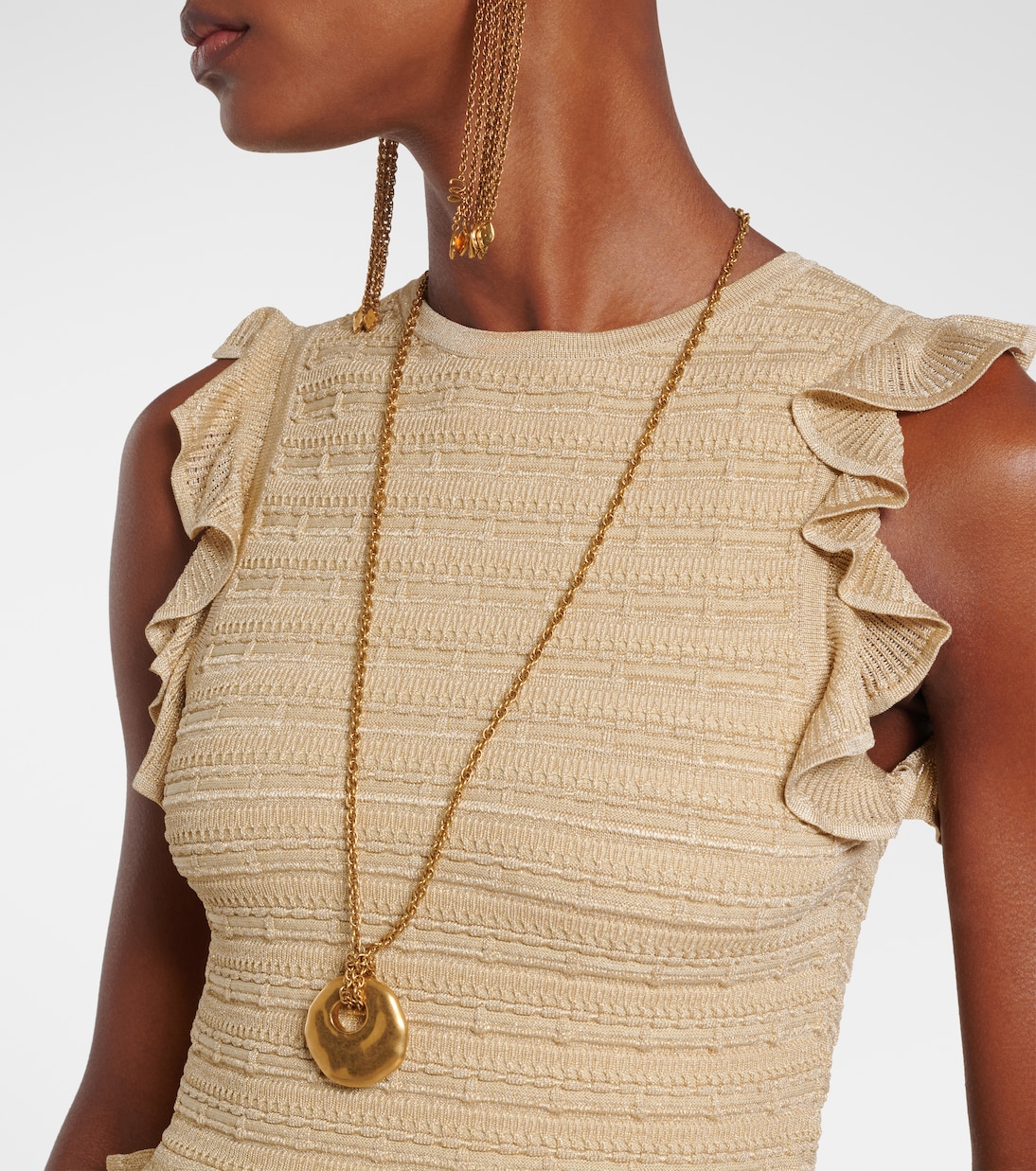 Hypnotic knitted ruffled lamé top | Zimmermann