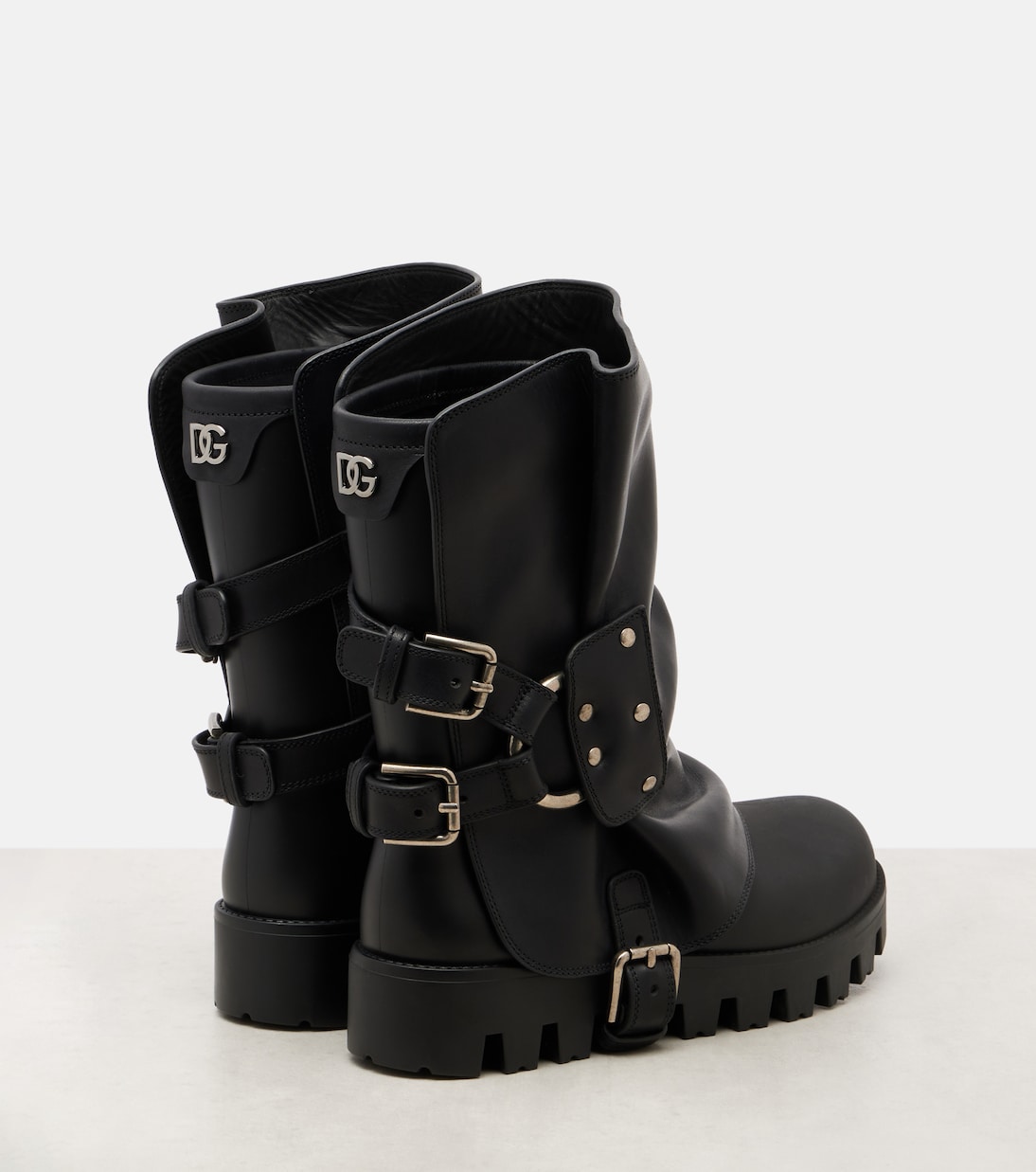 Bikerstiefel mit Leder | Dolce&Gabbana