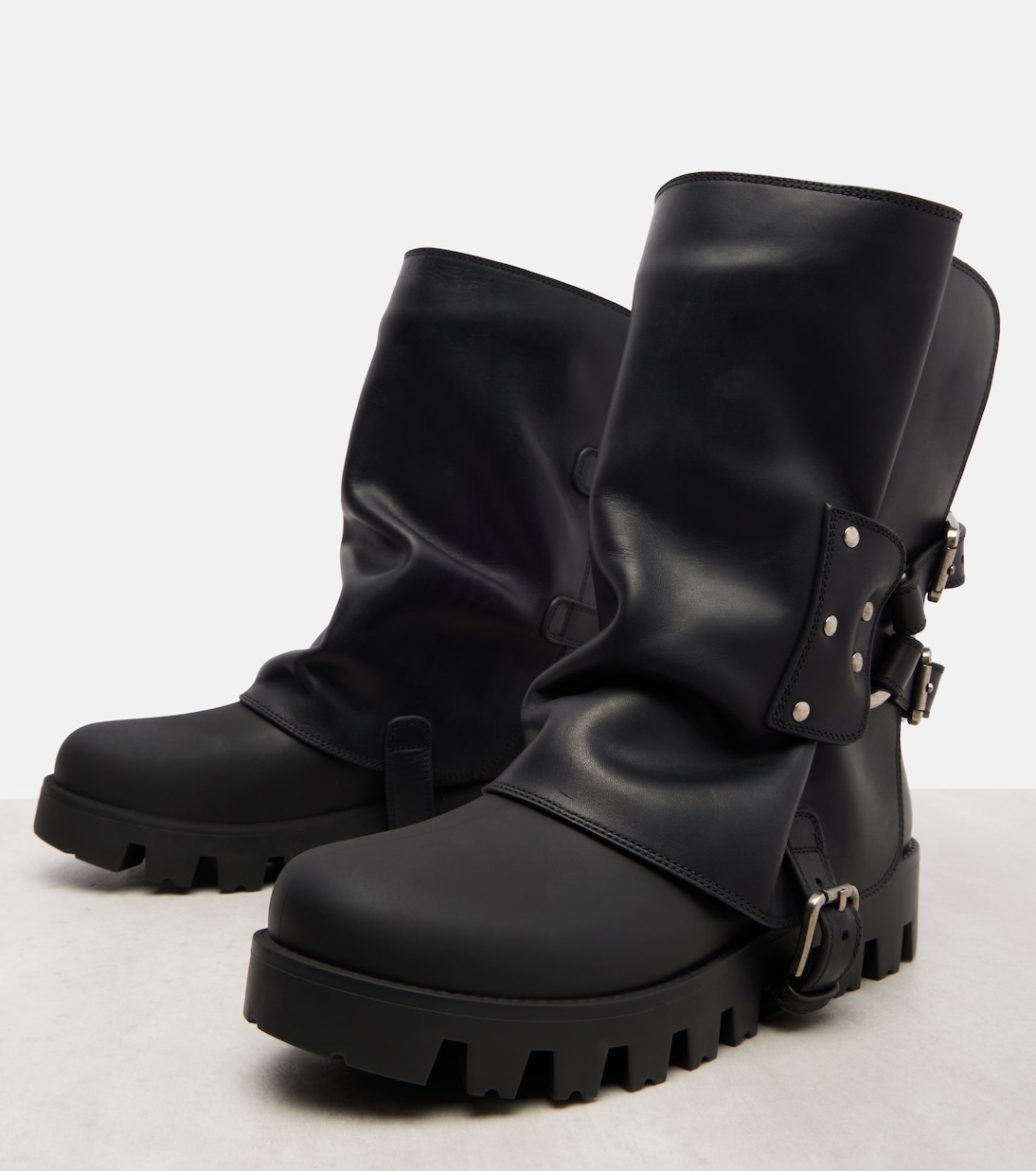Bikerstiefel mit Leder | Dolce&Gabbana
