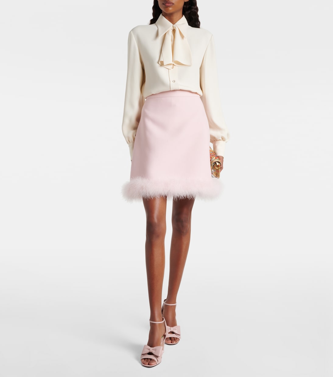 Crepe Couture feather-trimmed miniskirt | Valentino