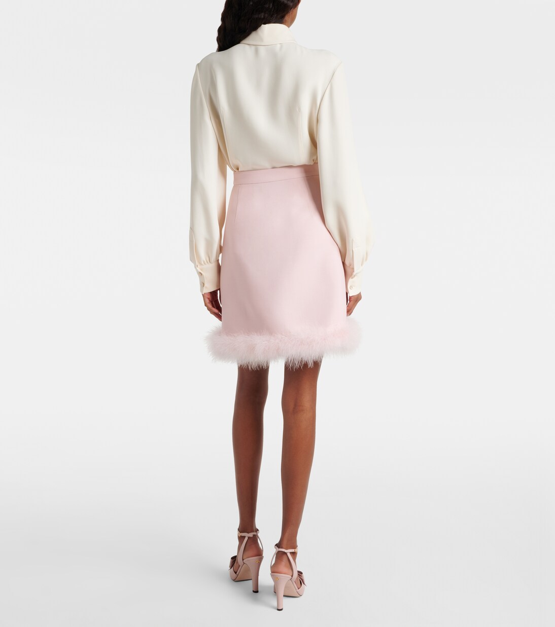 Crepe Couture feather-trimmed miniskirt | Valentino