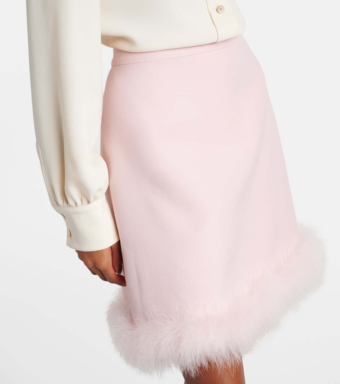 Crepe Couture feather-trimmed miniskirt | Valentino