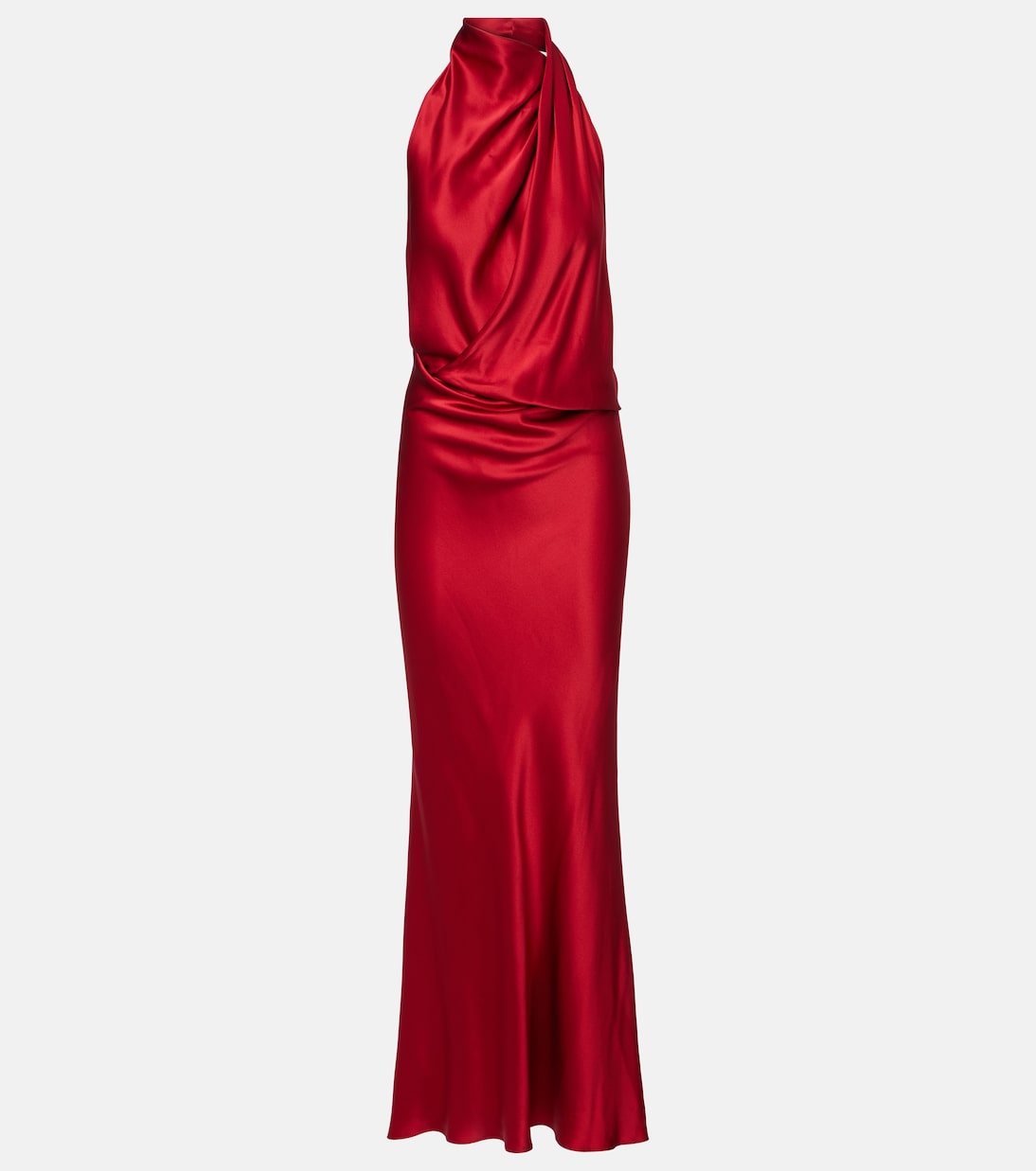 Draped halterneck silk satin gown | The Sei