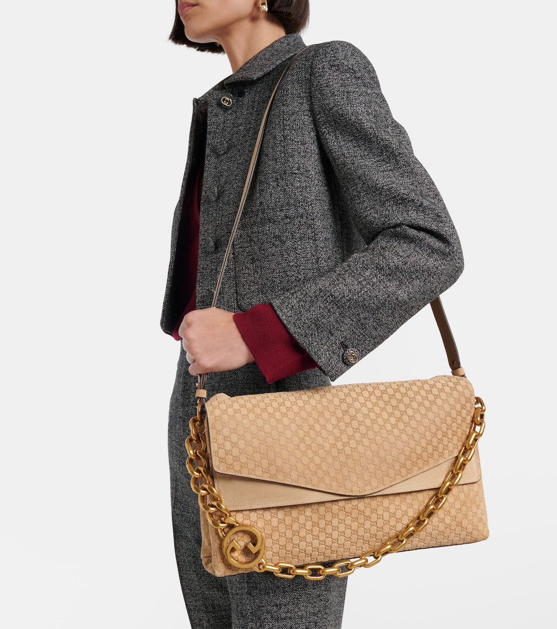 Sac Interlocking G Large en daim | Gucci