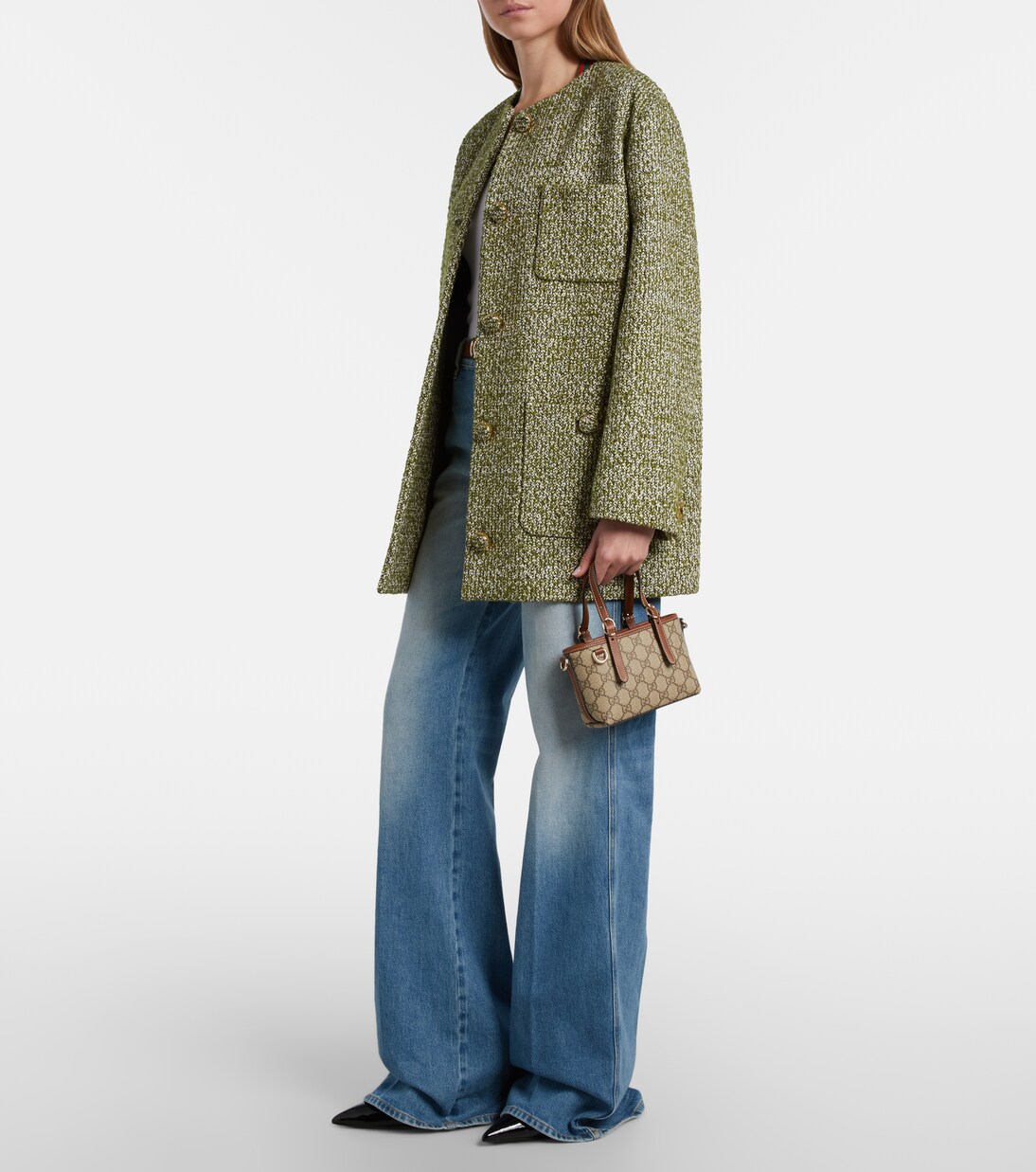 Bolso de lona GG con piel | Gucci