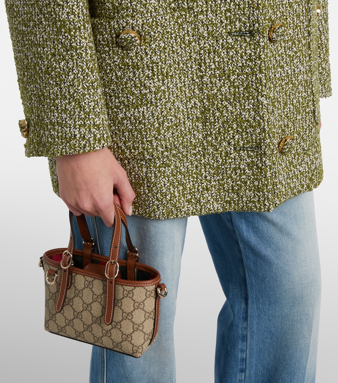 Bolso de lona GG con piel | Gucci